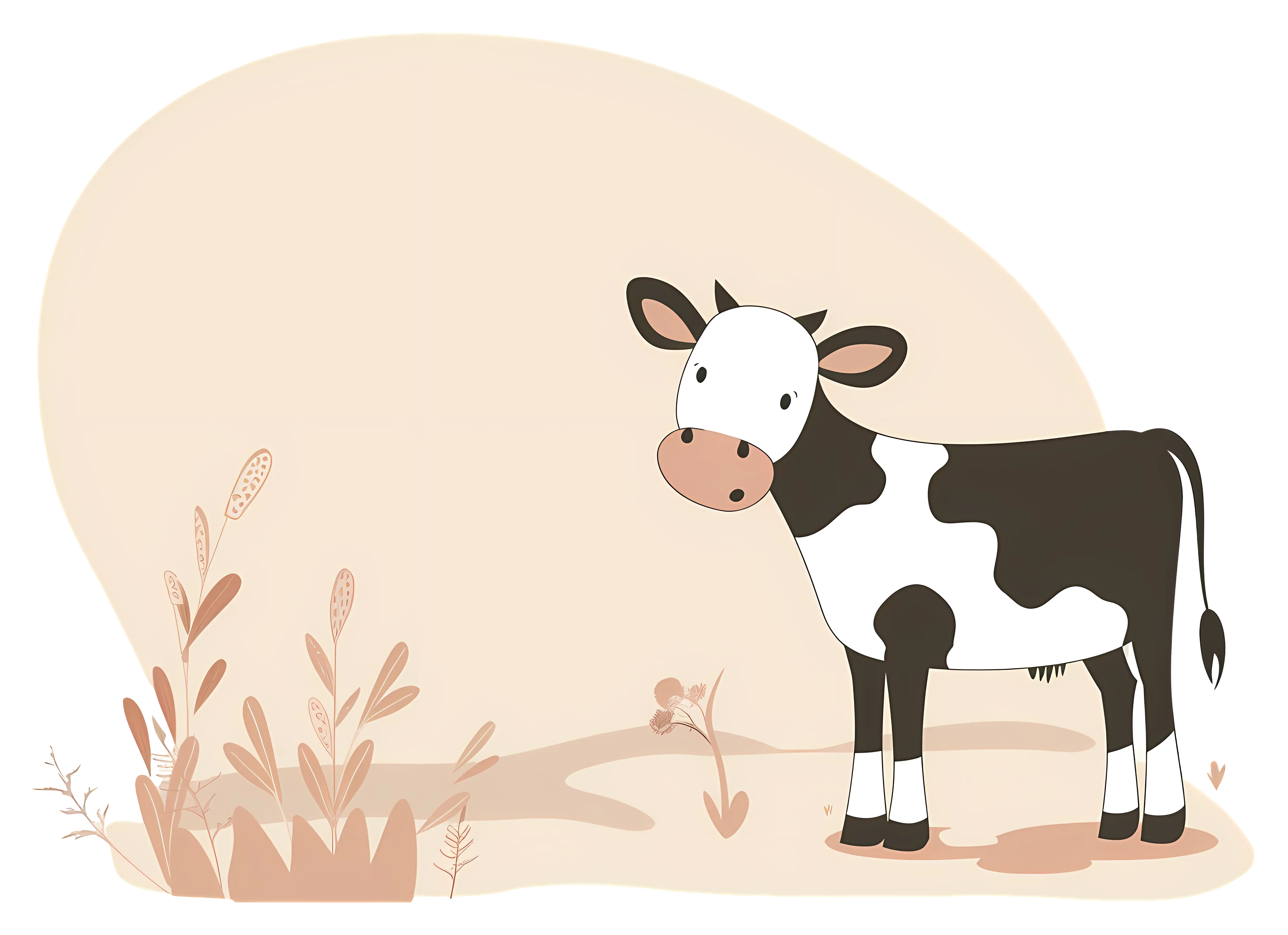 Cartoon Cow in Pasture