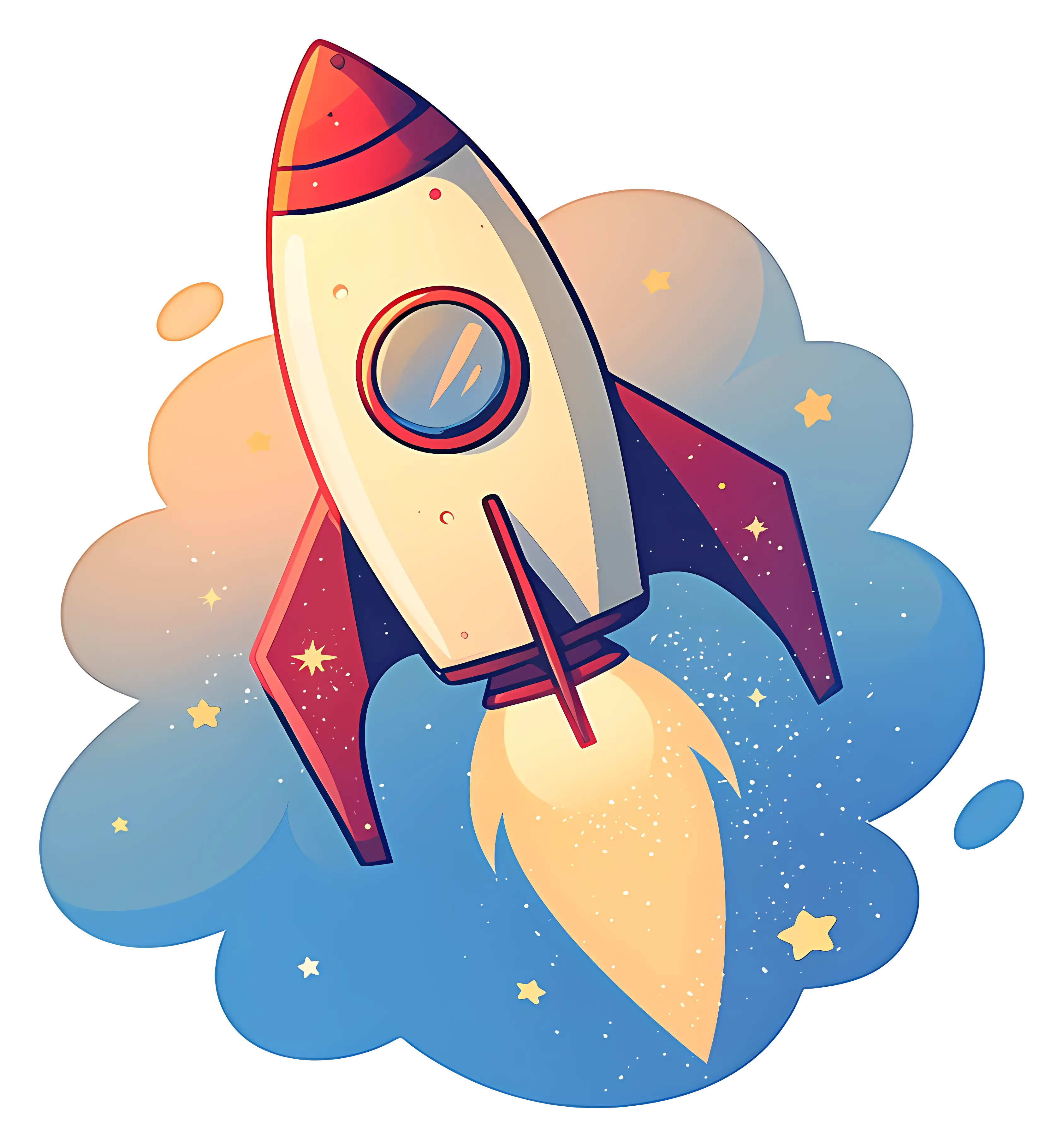 Cartoon Rocket Launch into Space