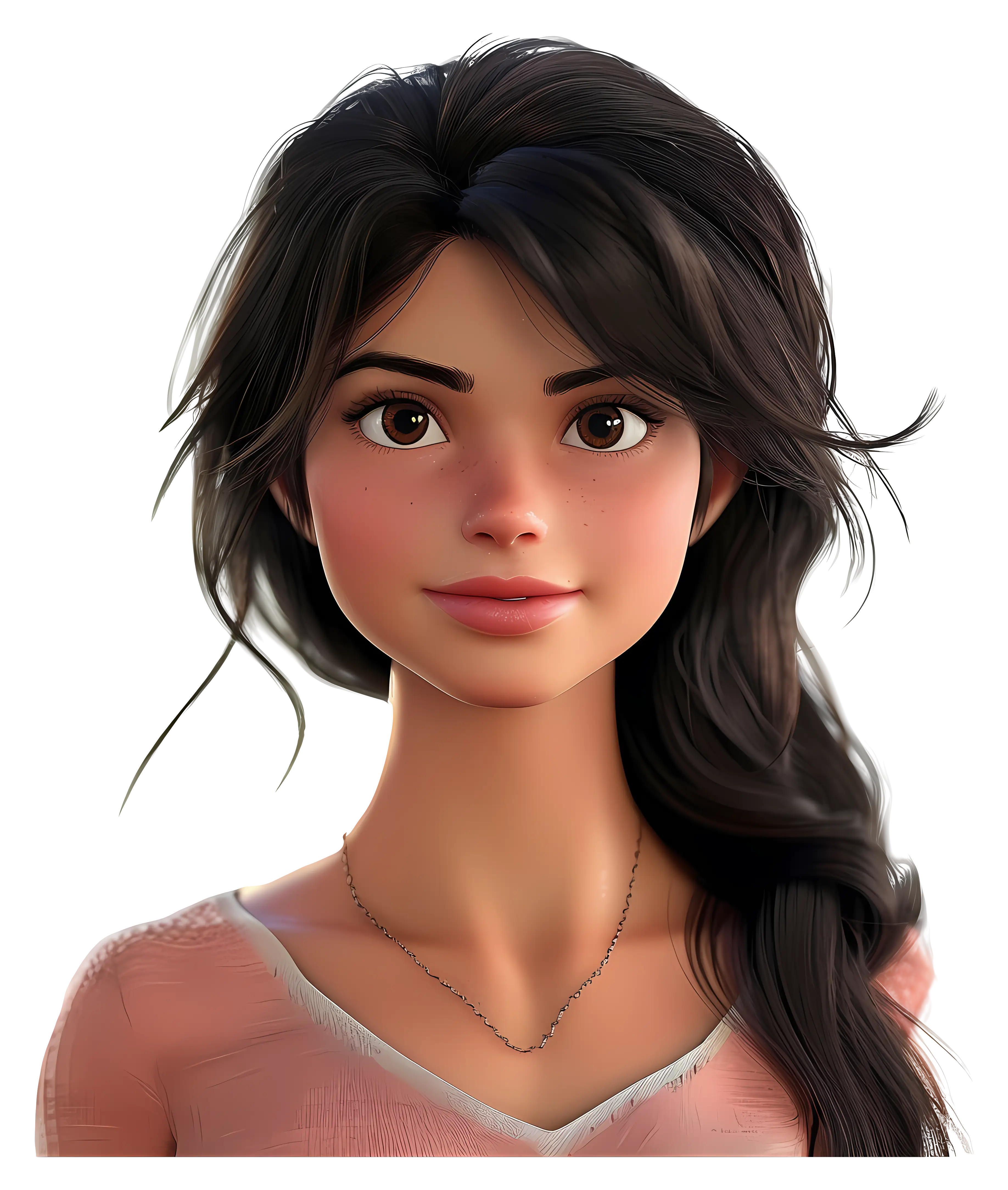 Animated Portrait of a Woman with Black Hair