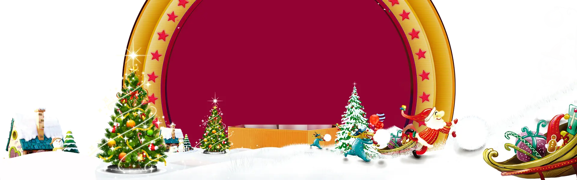 Christmas Landscape with Santa and Trees
