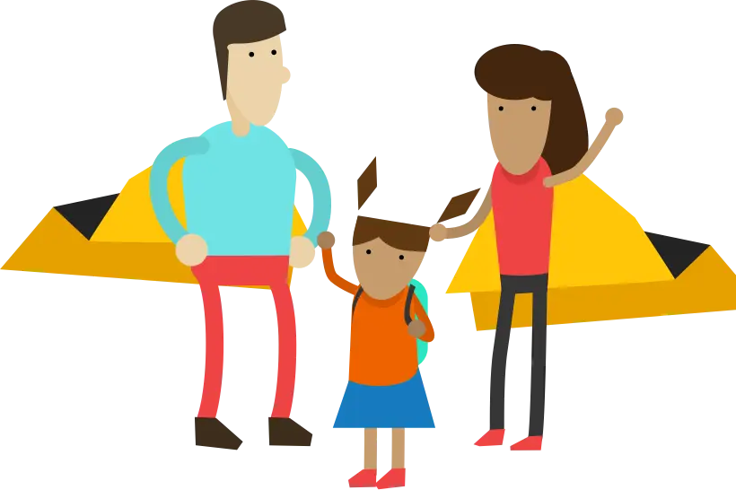 Illustration of a Family with Parents and Child