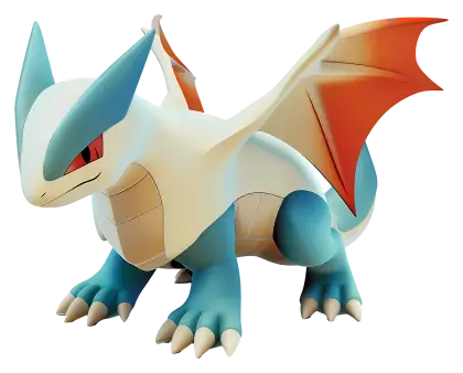 White Dragon with Blue Wings