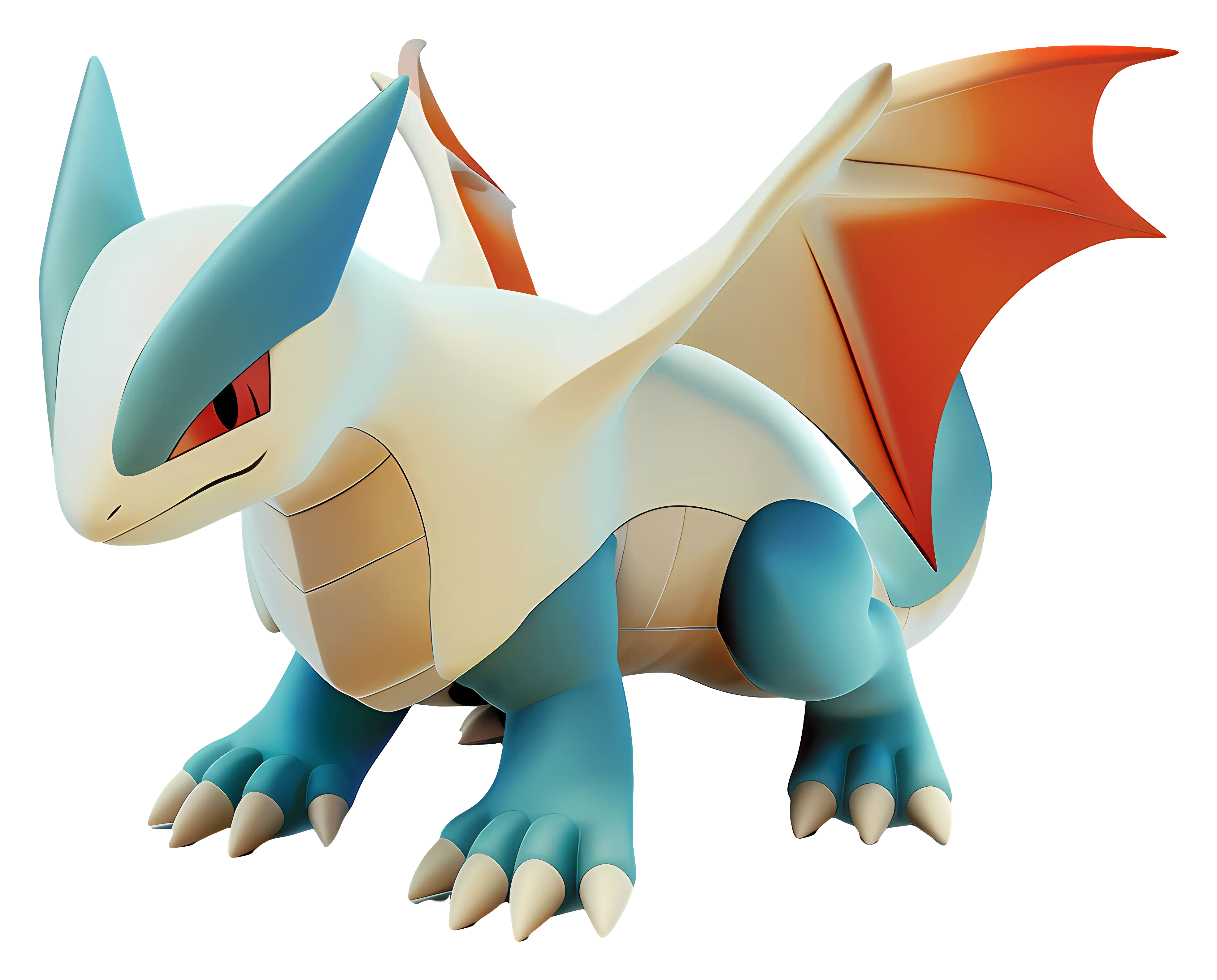 White Dragon with Blue Wings