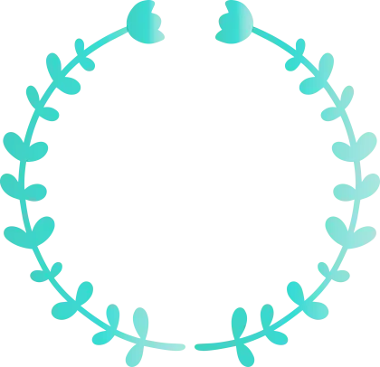 Blue Leaf Circular Decorative Wreath Illustration