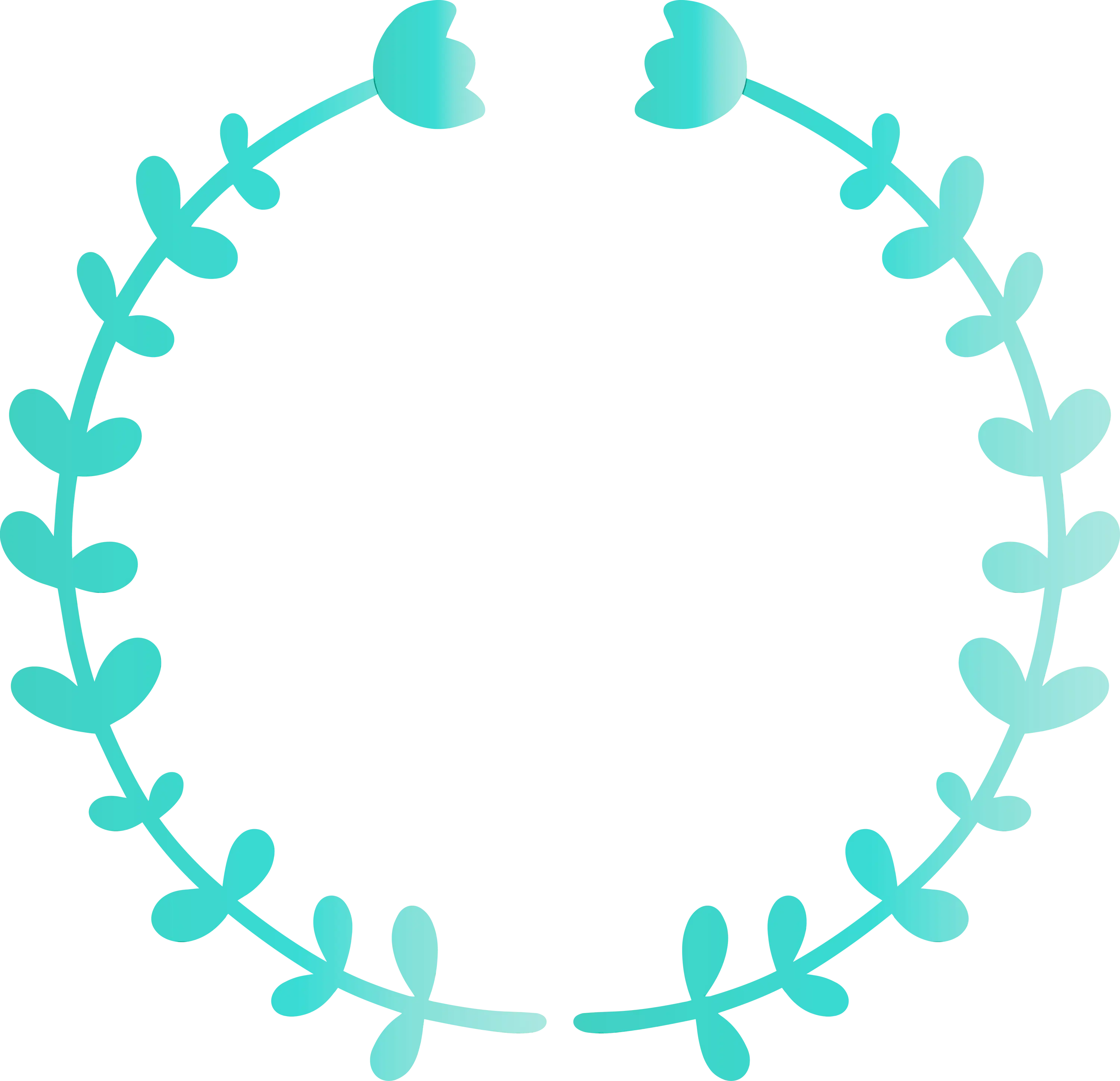 Blue Leaf Circular Decorative Wreath Illustration