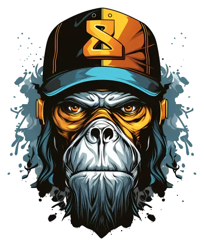 Serious Gorilla with Cap Illustration