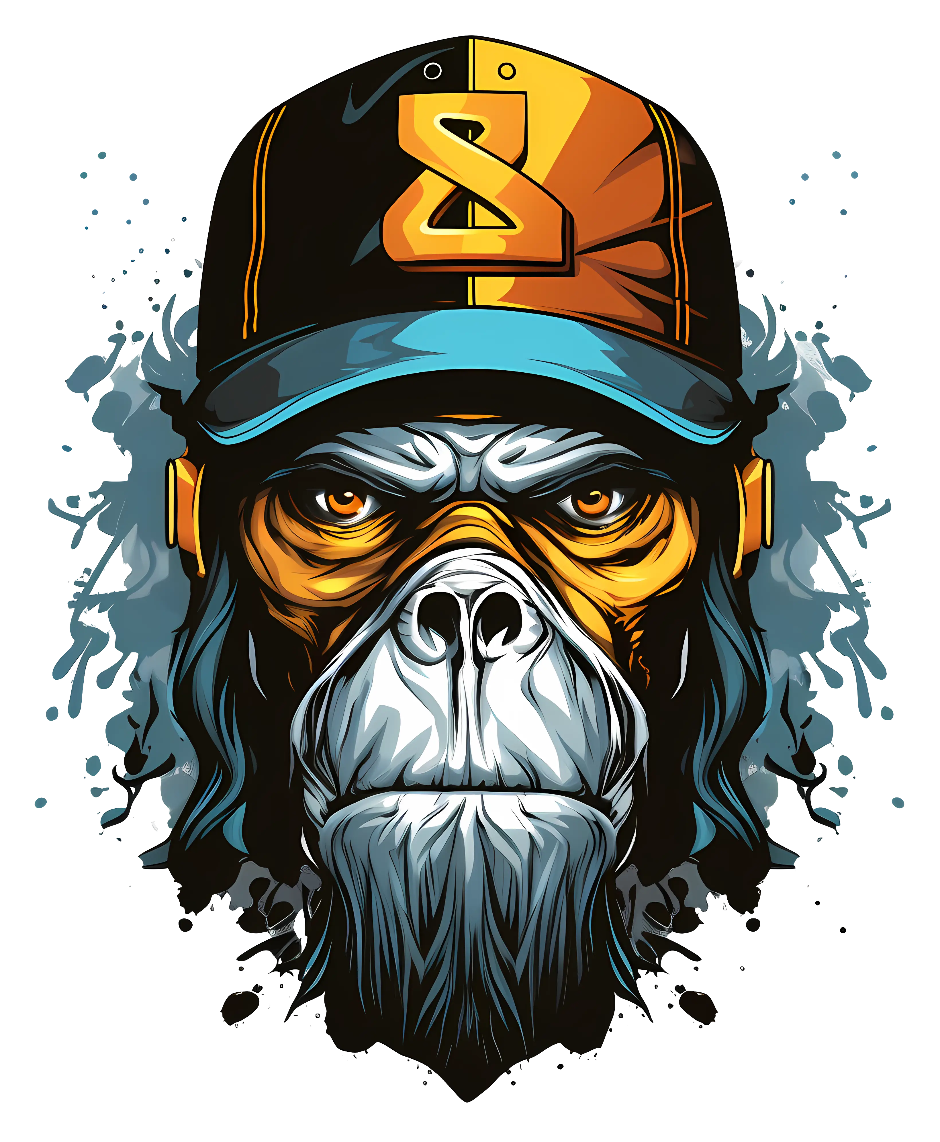 Serious Gorilla with Cap Illustration