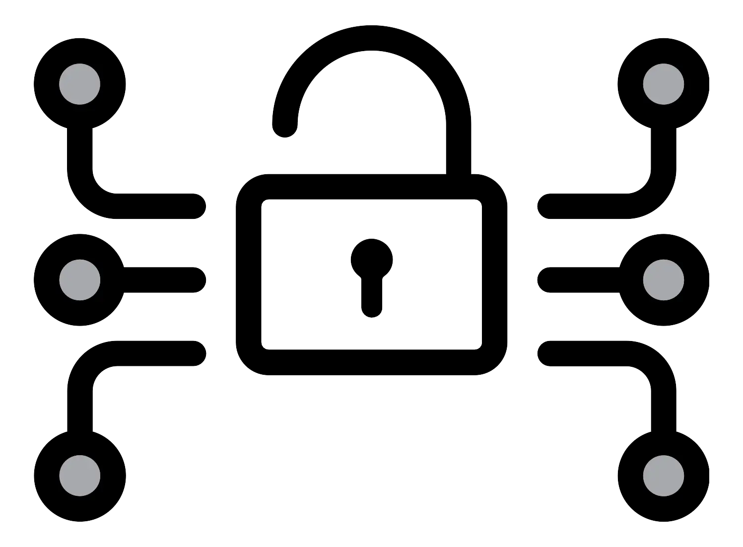Unlocked Padlock Icon with Connected Nodes