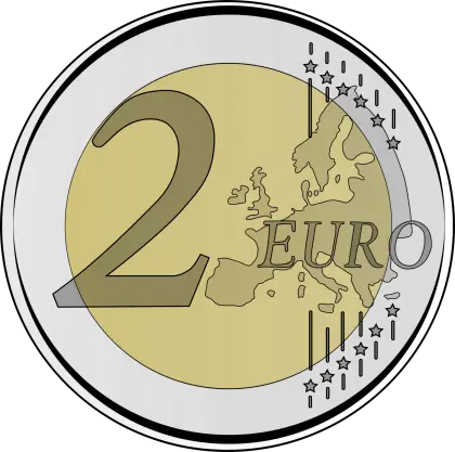Illustration of 2 Euro Coin with European Map