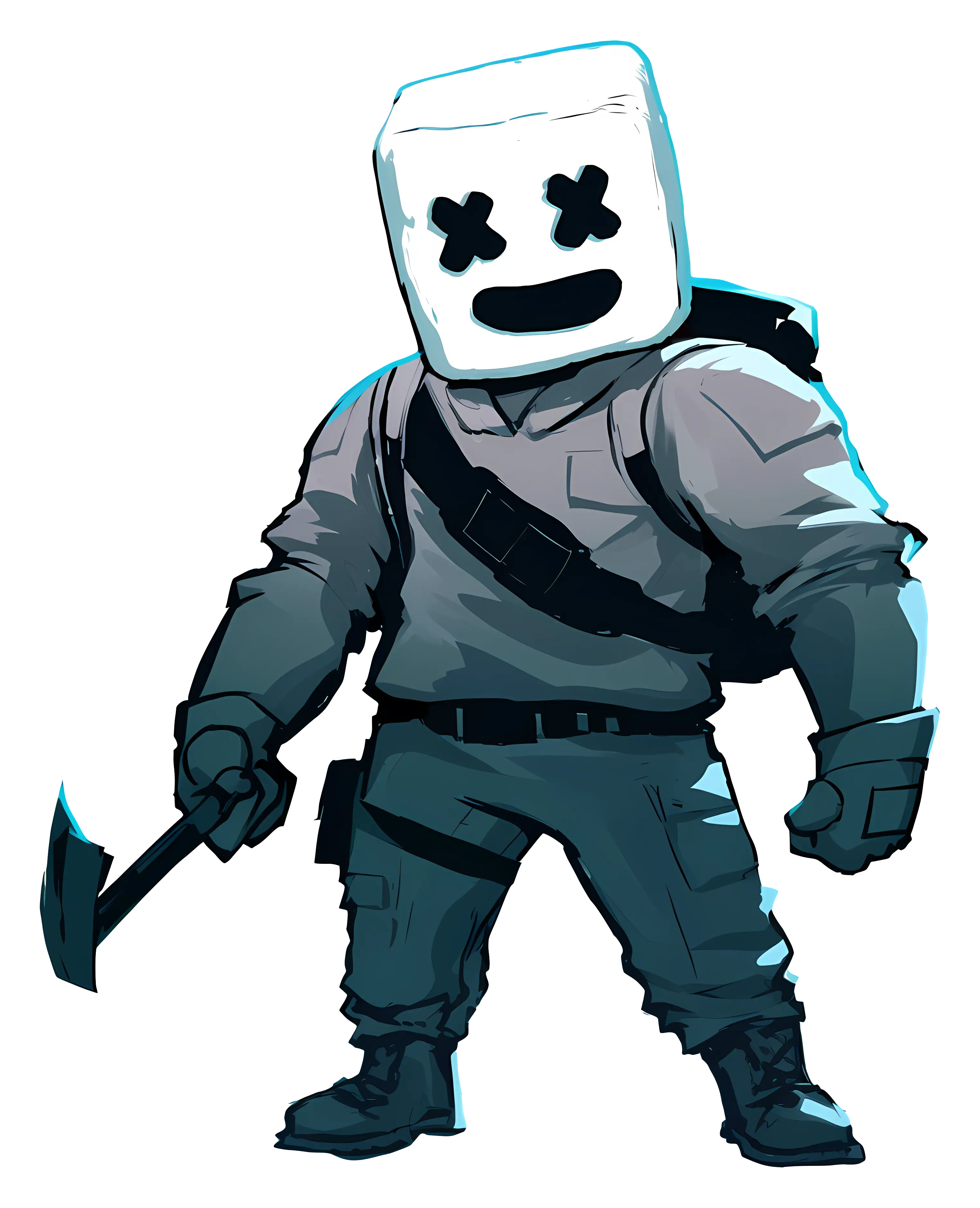 Cartoon Character with Helmet and Pickaxe