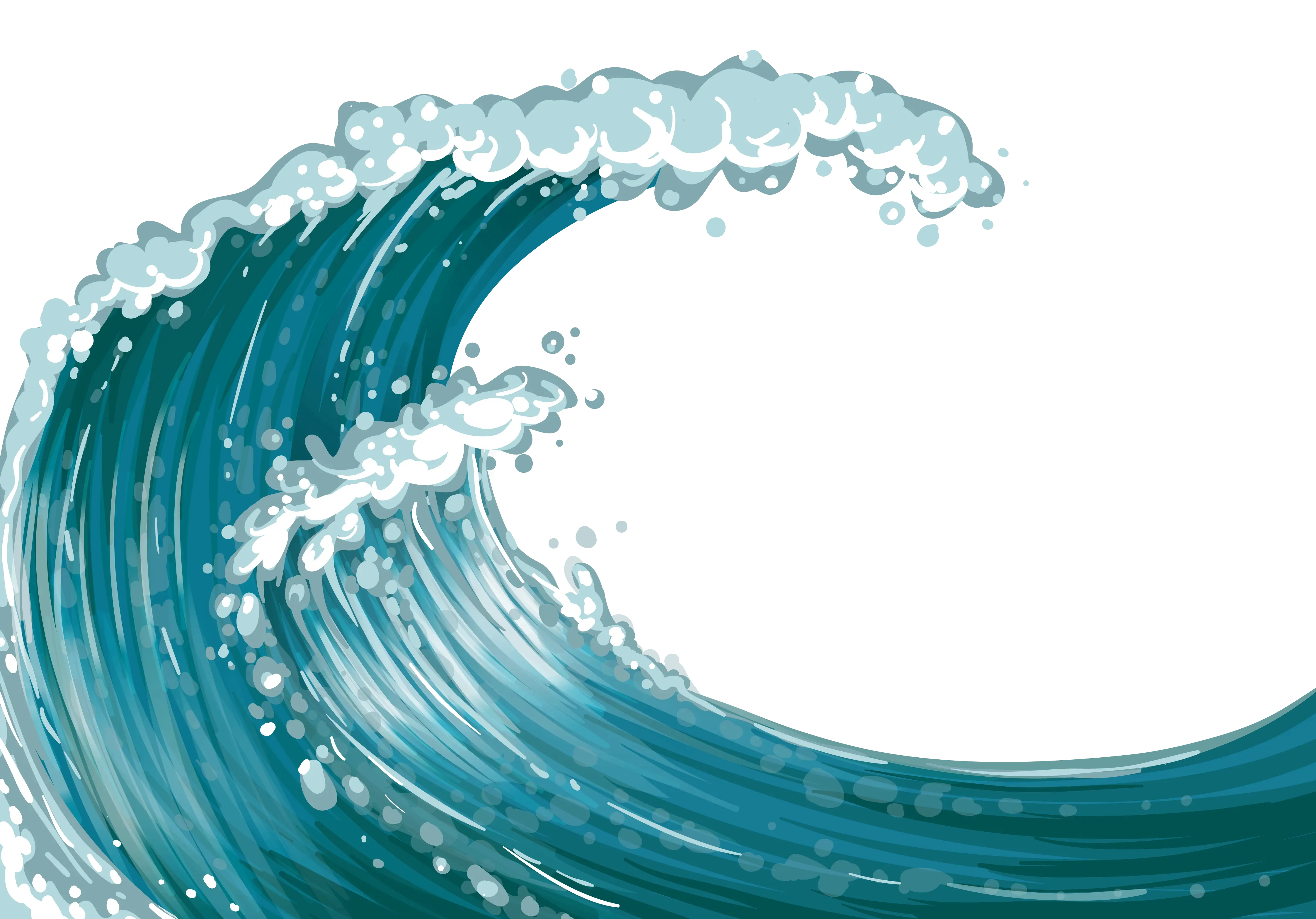 Ocean Wave Splashing in Blue Waters