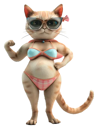 Cat in Bikini with Sunglasses