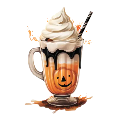 Halloween Drink with Spooky Pumpkin Design