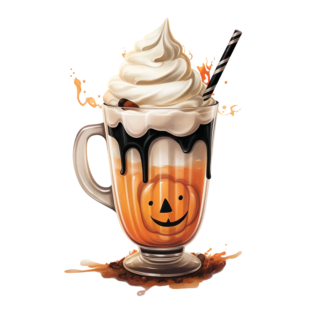 Halloween Drink with Spooky Pumpkin Design