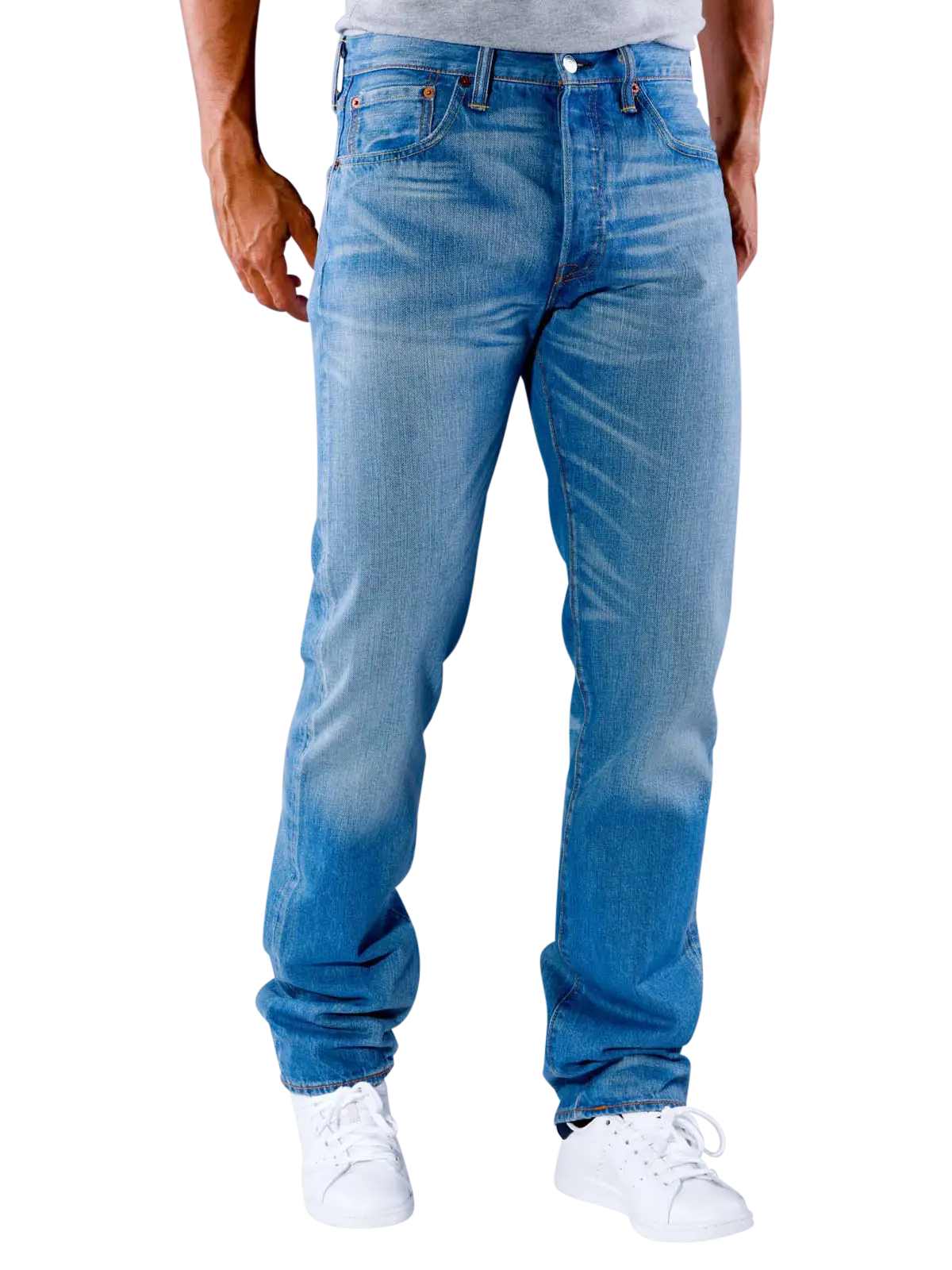 Blue Denim Jeans with White Sneakers Style
