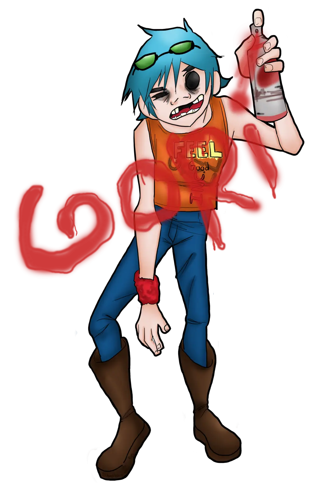 Cartoon Character with Spray Paint