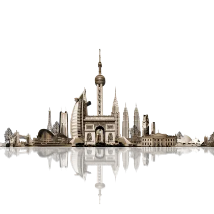 Artistic Reflection of City Skyline