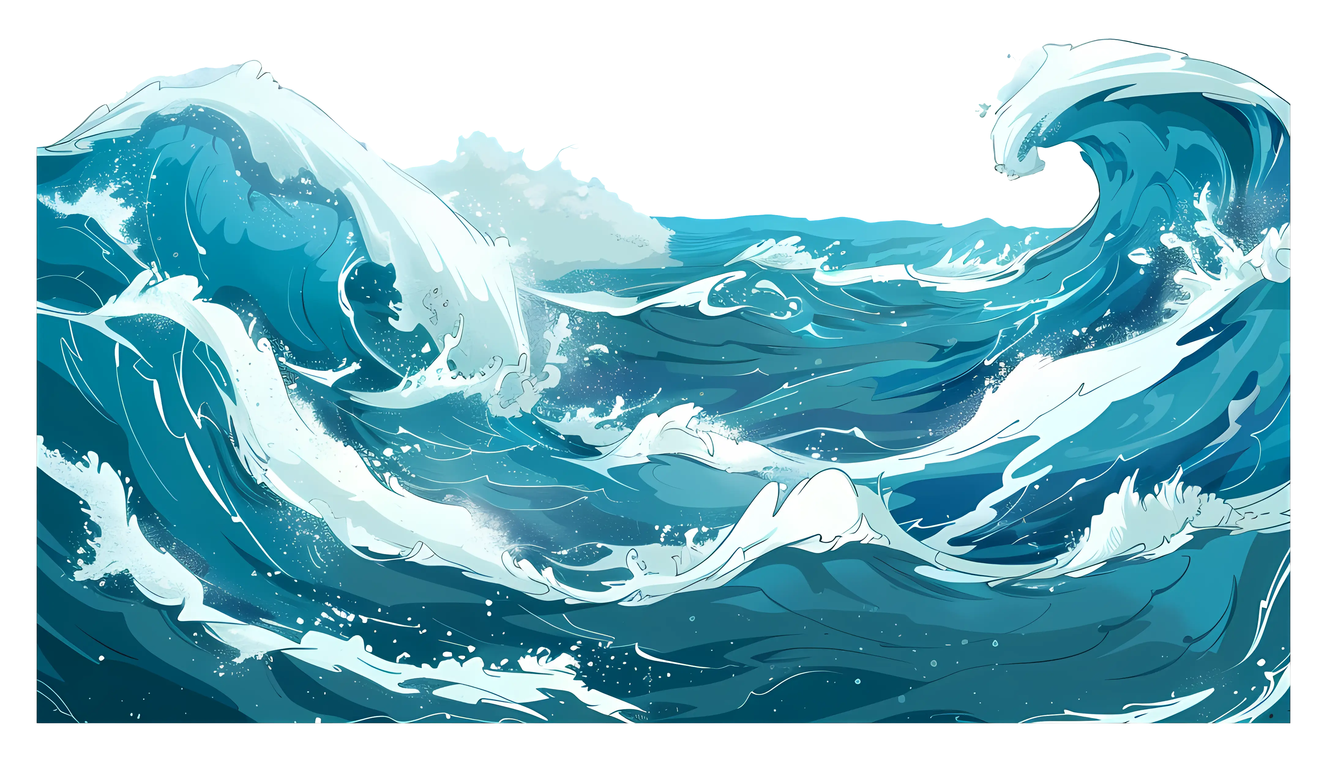 Dynamic Blue Ocean Waves Illustration