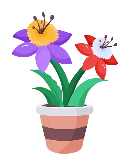 Potted Flower with Colorful Blooms
