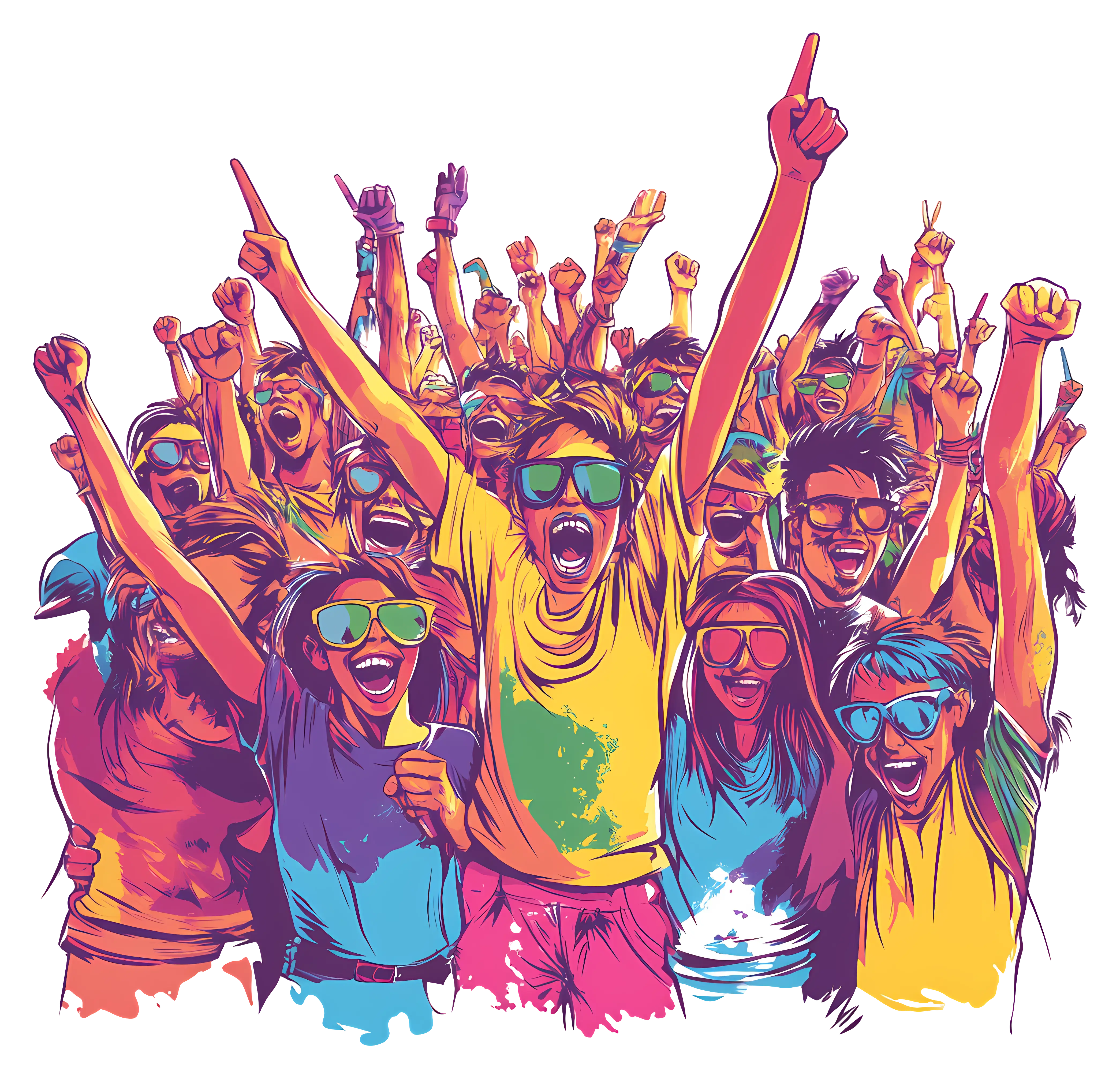 Vibrant Cheering Crowd in Celebration Event