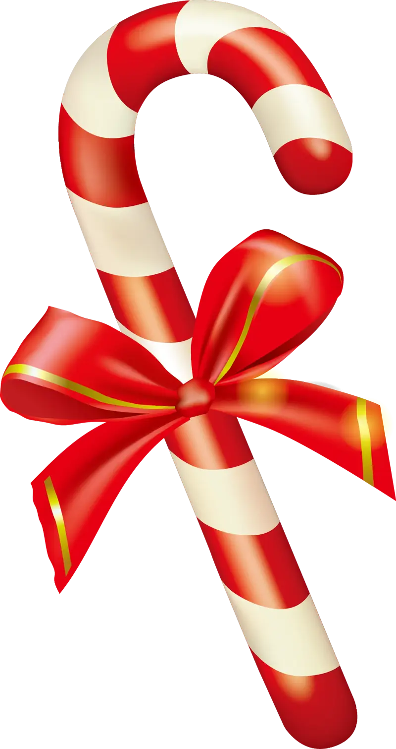 Festive Candy Cane with Red Ribbon