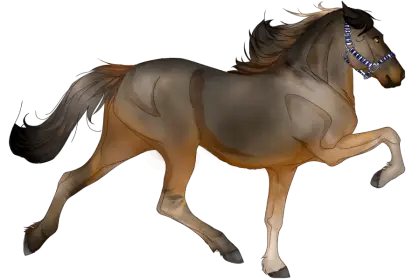 Illustrated Galloping Brown Horse