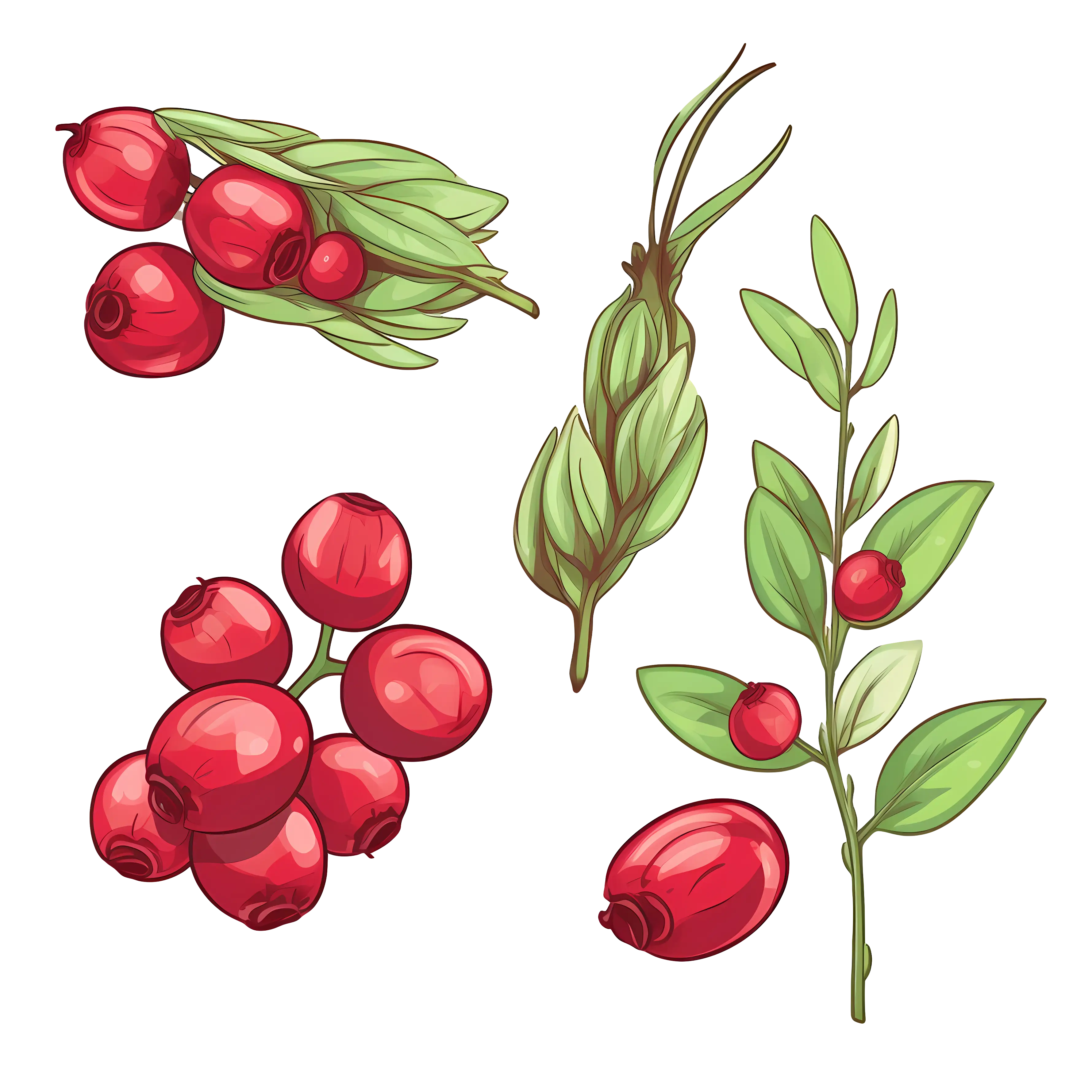 Red Berries with Green Leaves