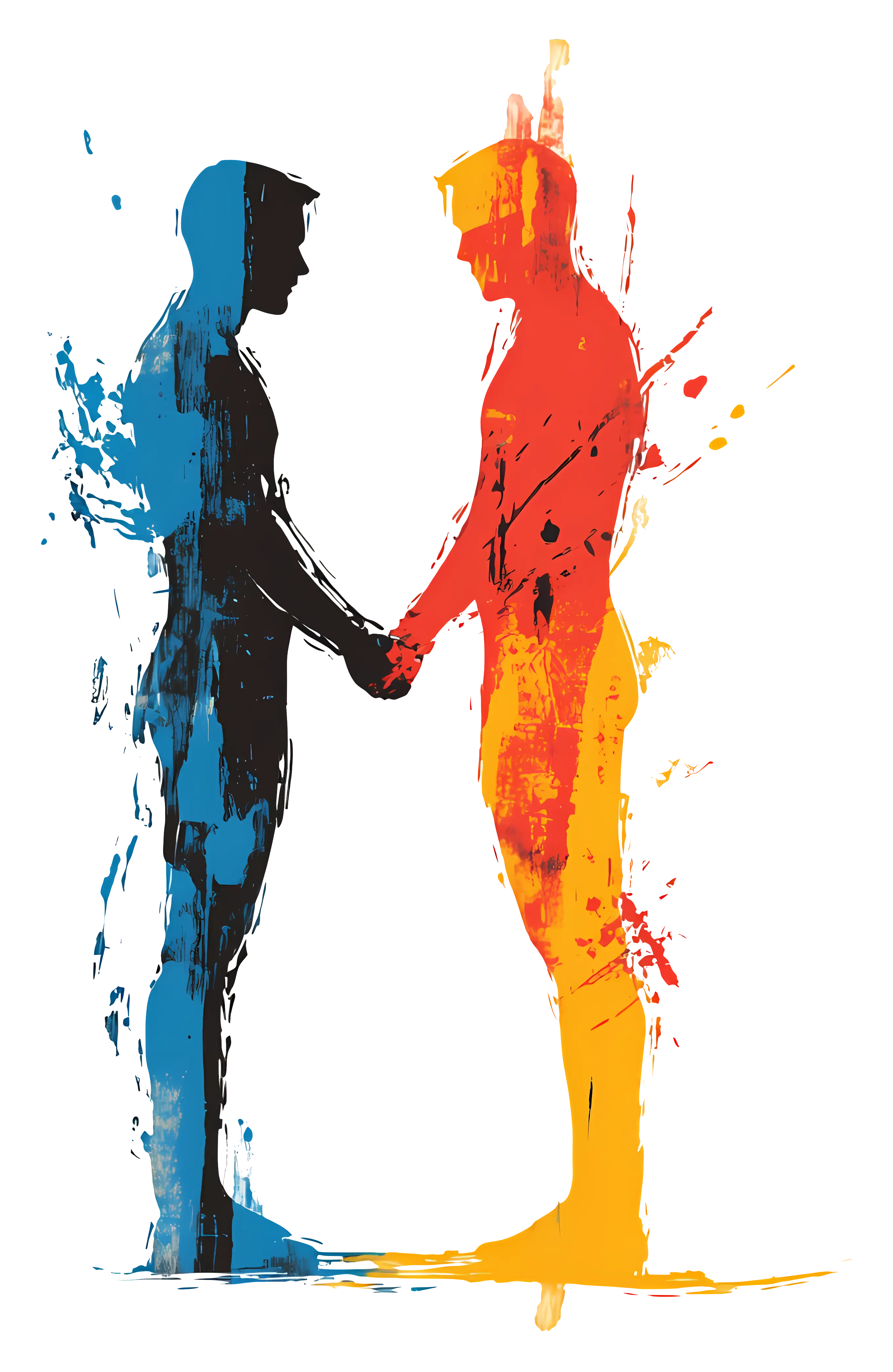 Colorful Abstract Figures Shaking Hands
