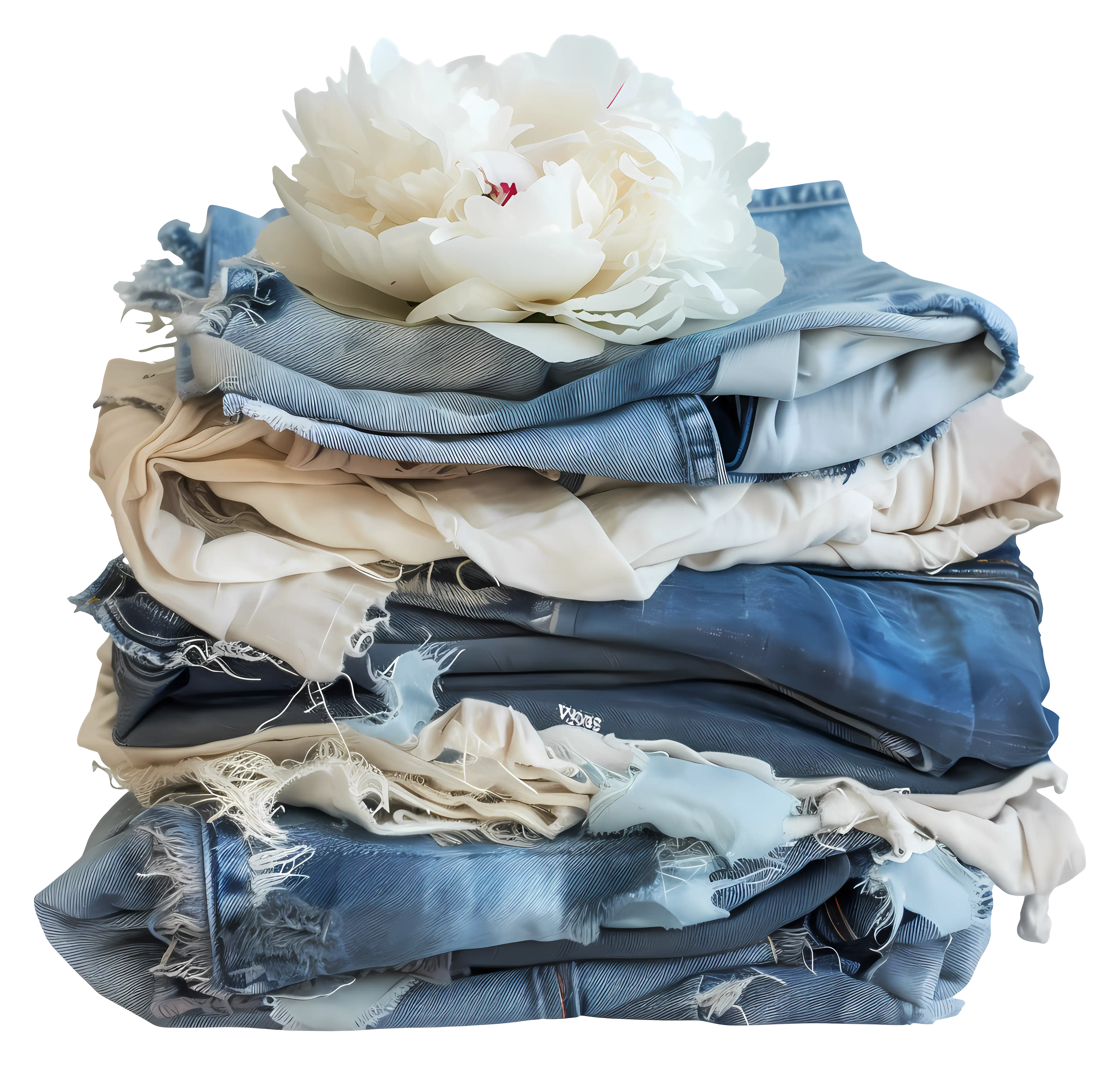 Stack of Casual Clothes with Flower