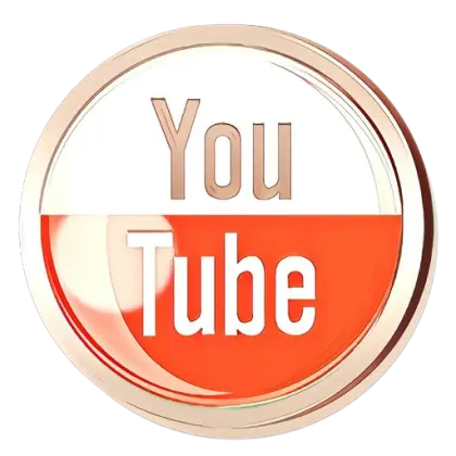 Golden and Red YouTube-Themed Circular Logo