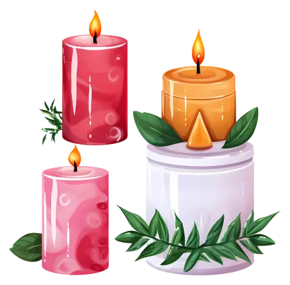 Decorative Candles with Leaves