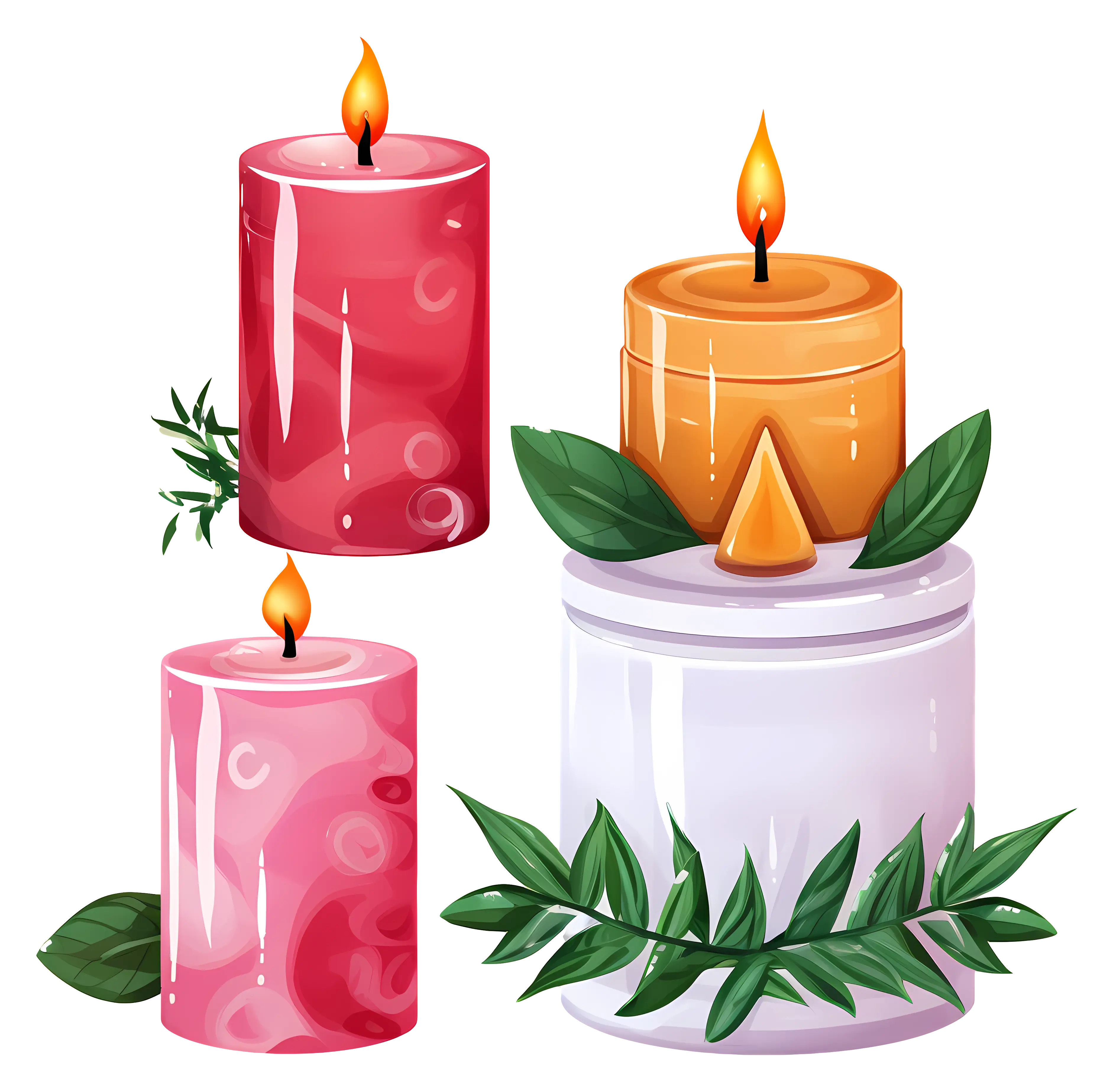 Decorative Candles with Leaves