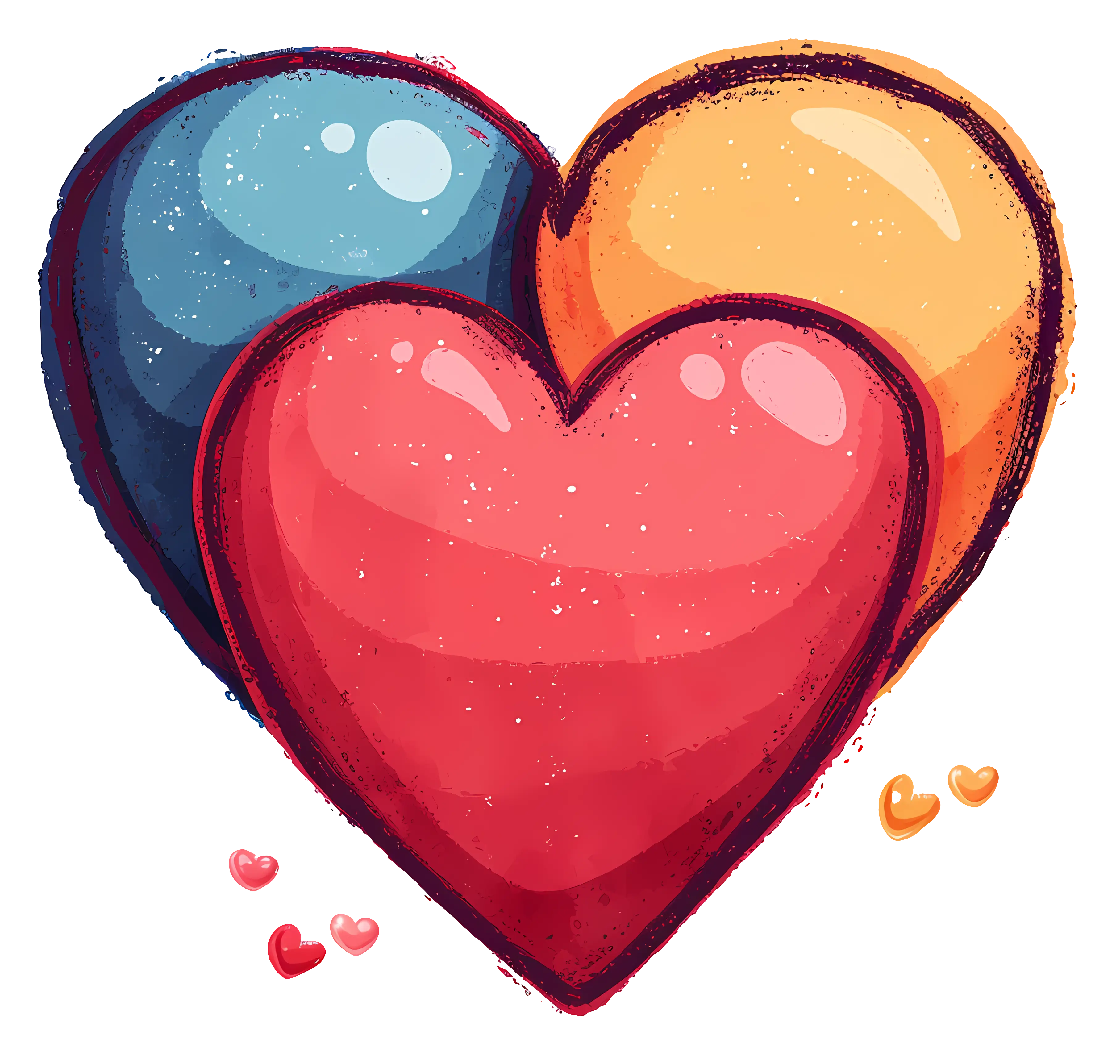 Colorful Hearts Illustration