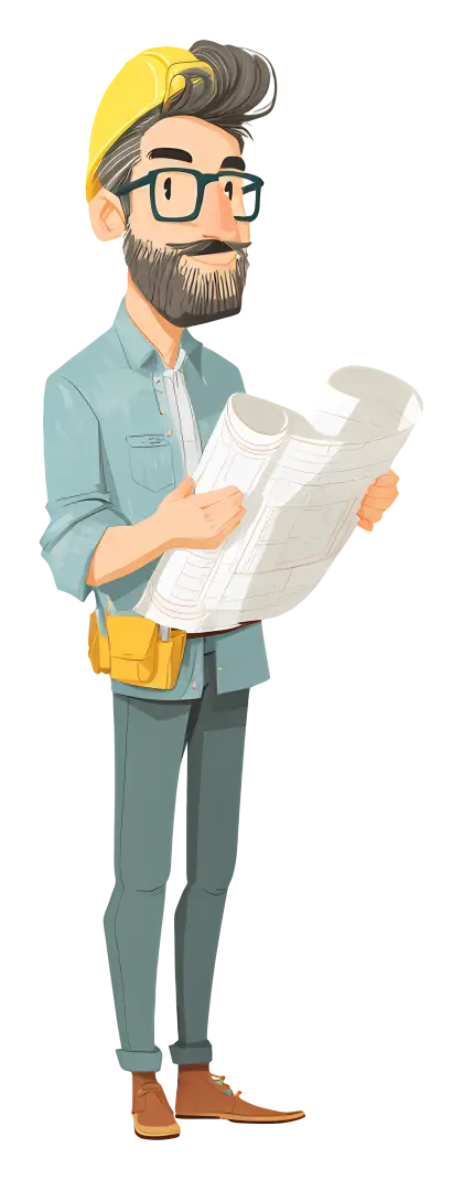 Architect with Building Plans