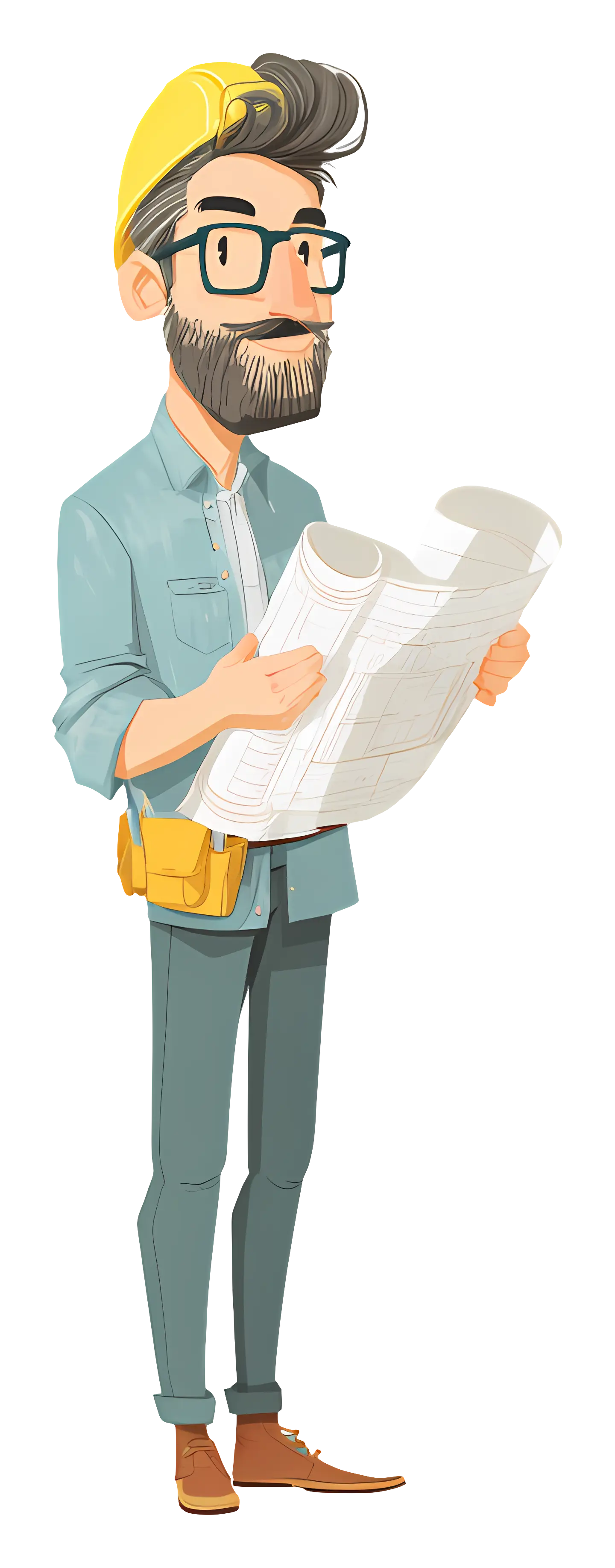 Architect with Building Plans