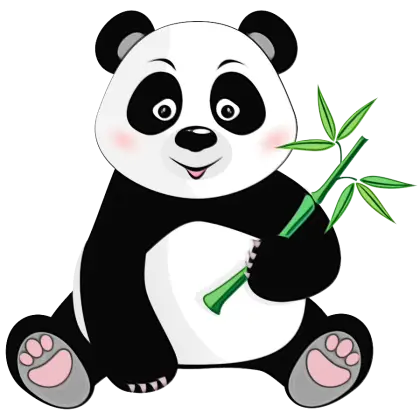 Cute Cartoon Panda Holding Bamboo