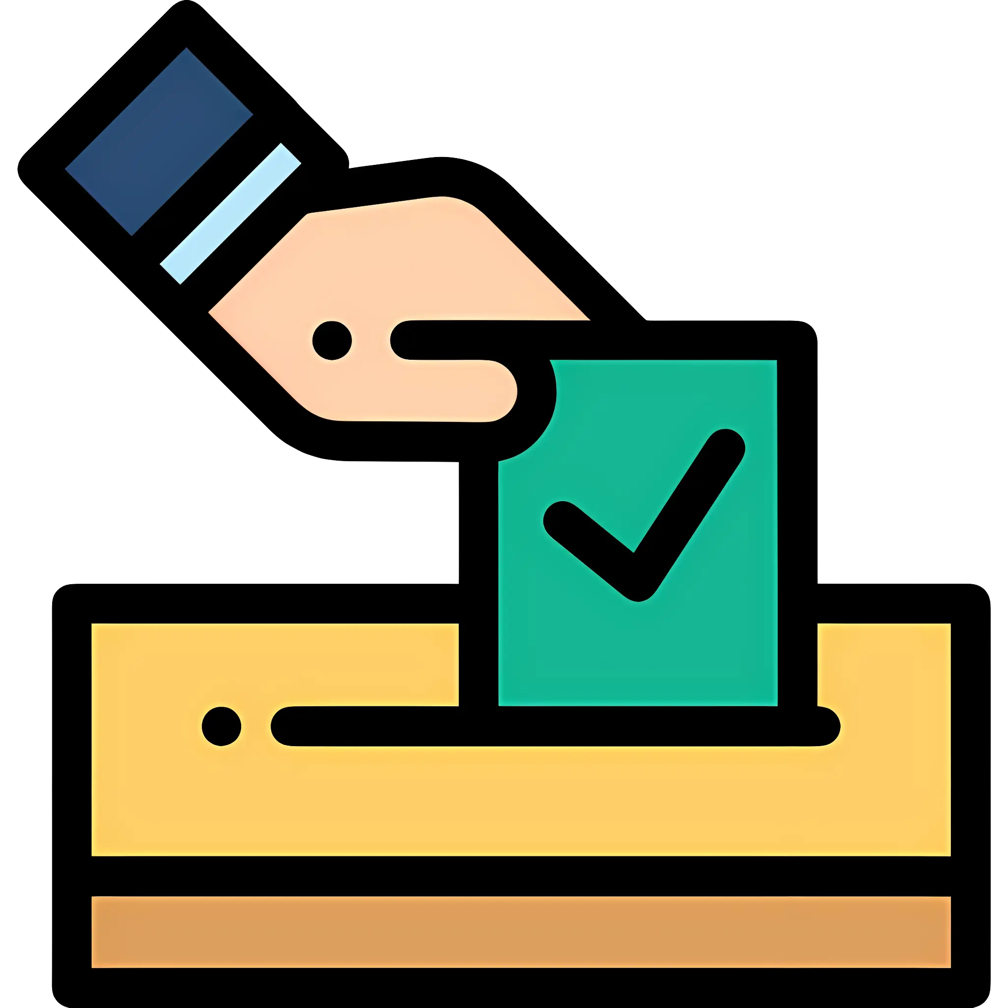 Voting Ballot in Flat Cartoon Style