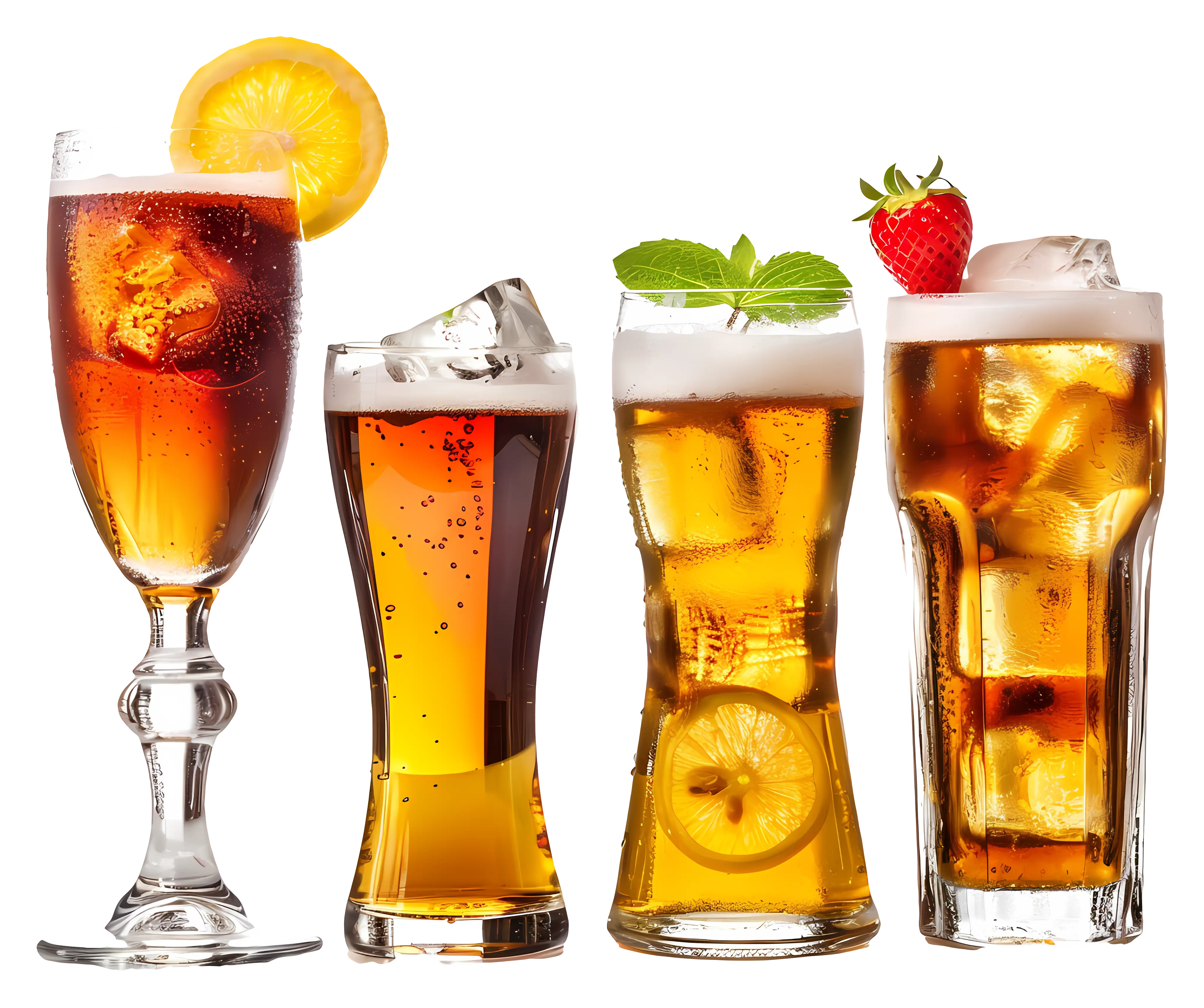 Various Drinks in Glasses
