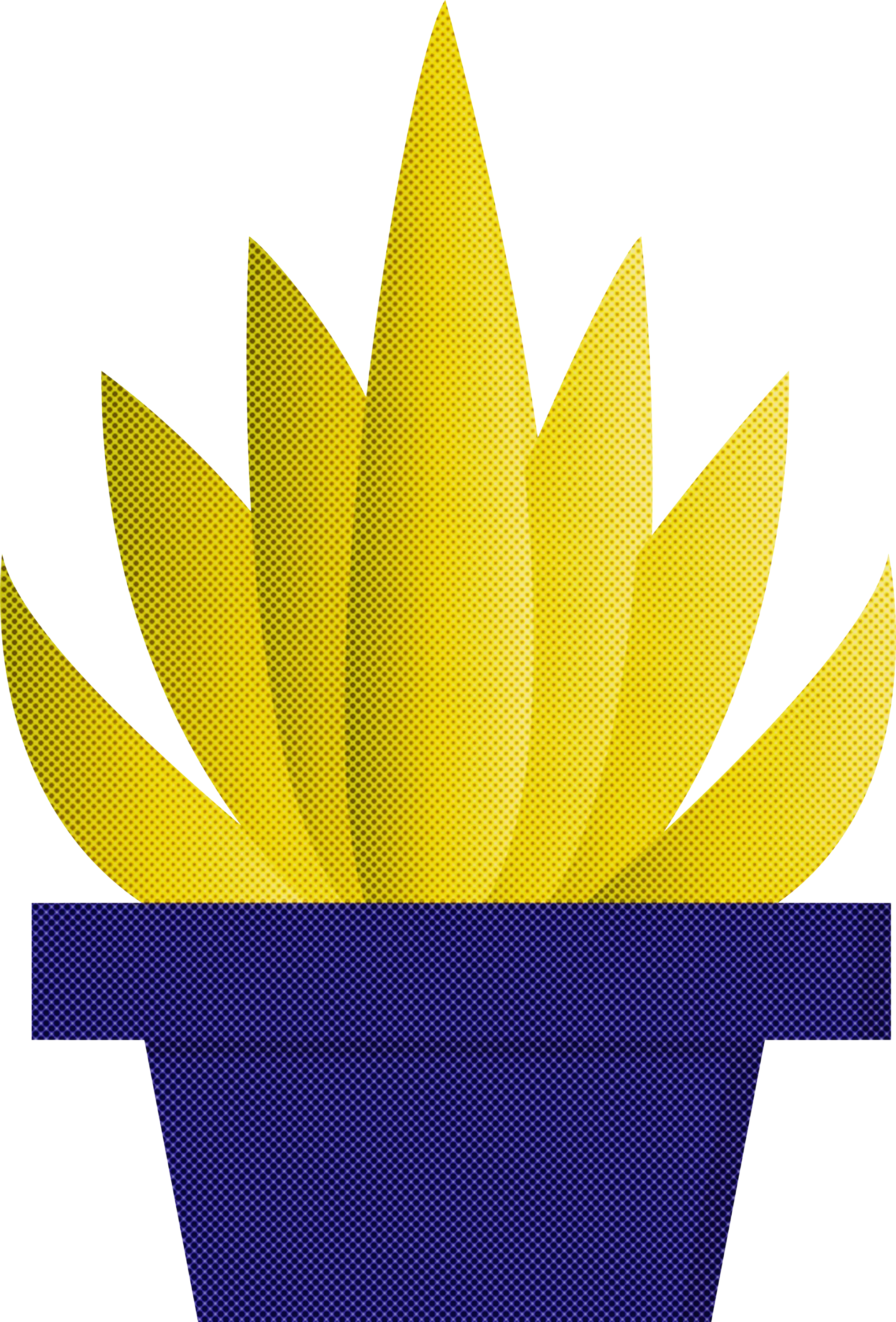 Yellow Succulent in Blue Pot Illustration