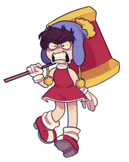 Angry Character with Mallet Cartoon