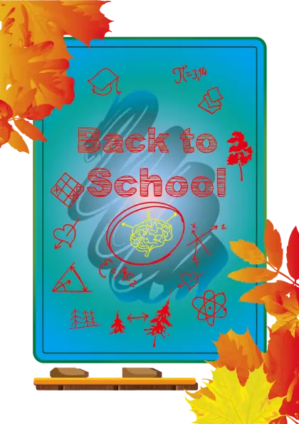 Back to School Chalkboard with Autumn Leaves