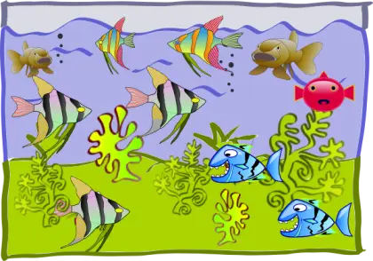 Colorful Fish Tank with Plants
