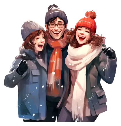 Group of Friends in Winter
