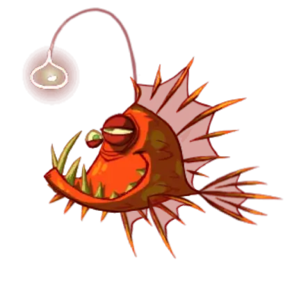 Cartoon Orange Anglerfish
