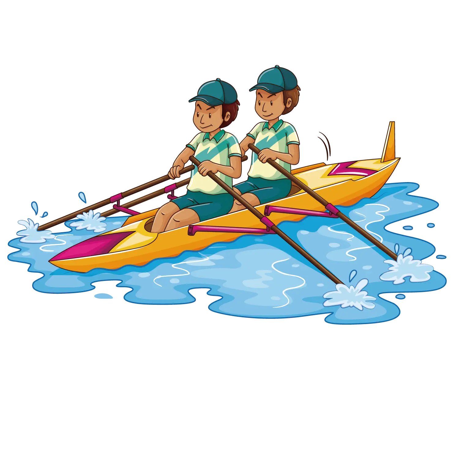 Two People Rowing a Boat