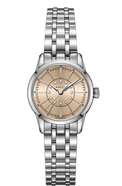 Elegant Silver Wristwatch with Beige Dial