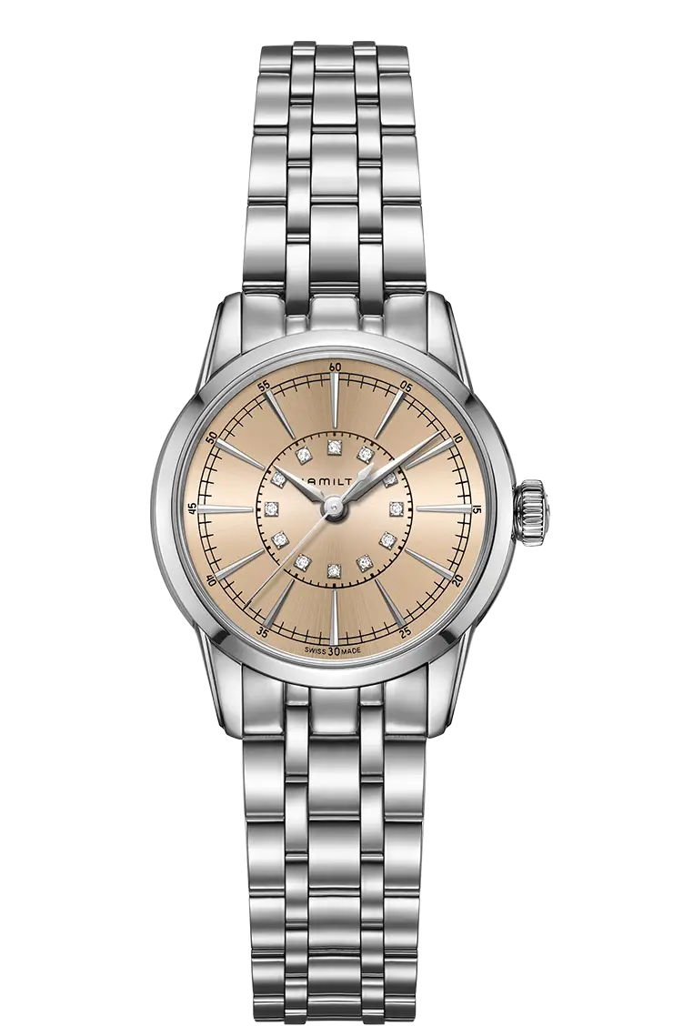Elegant Silver Wristwatch with Beige Dial