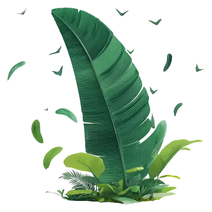 Large Green Leaf with Small Leaves