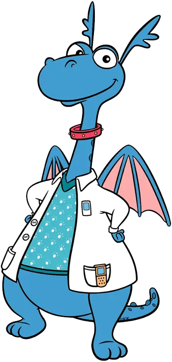 Blue Dragon in Lab Coat Cartoon Illustration