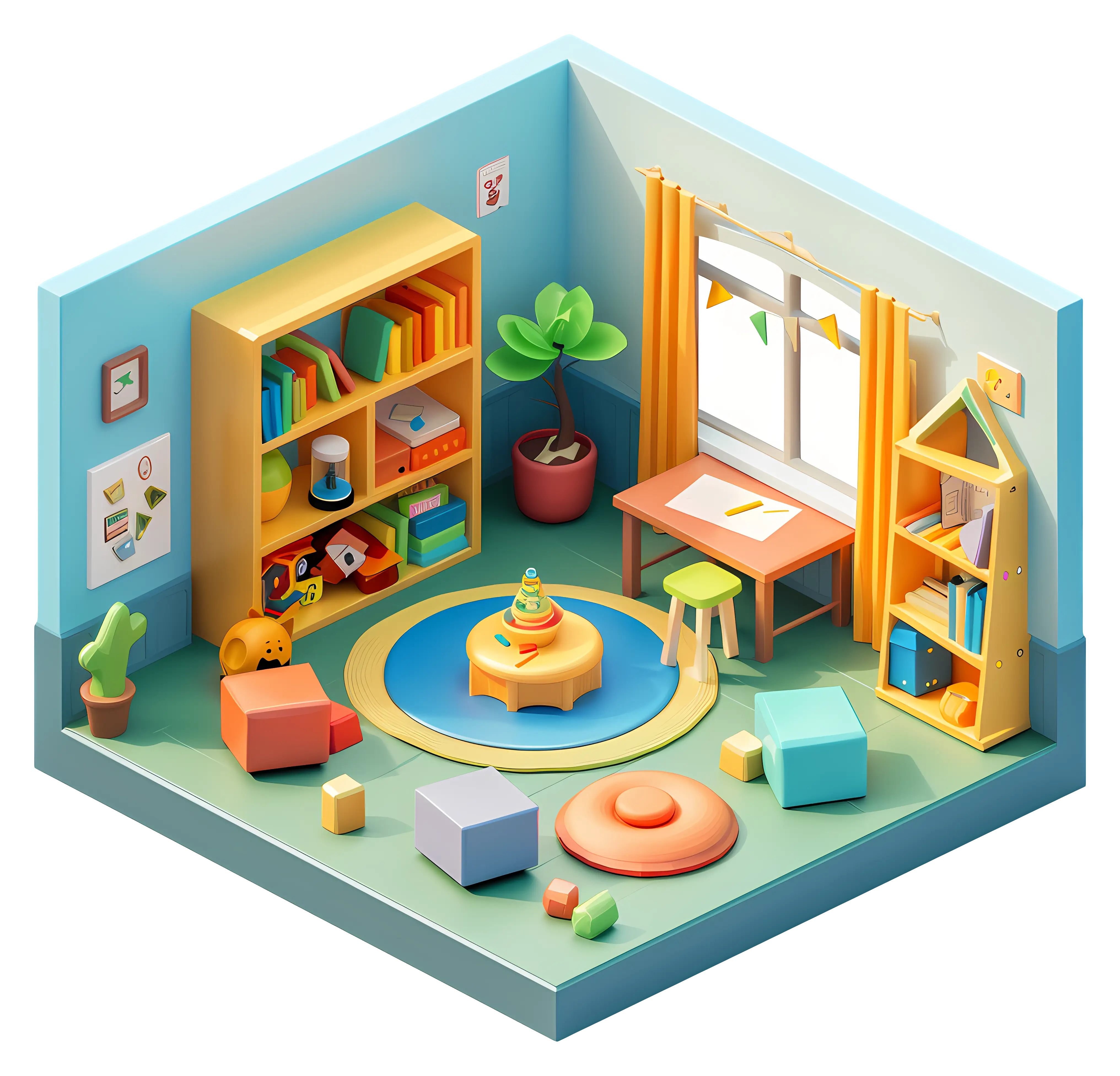 Colorful Kids&#039; Playroom with Storage and Toys